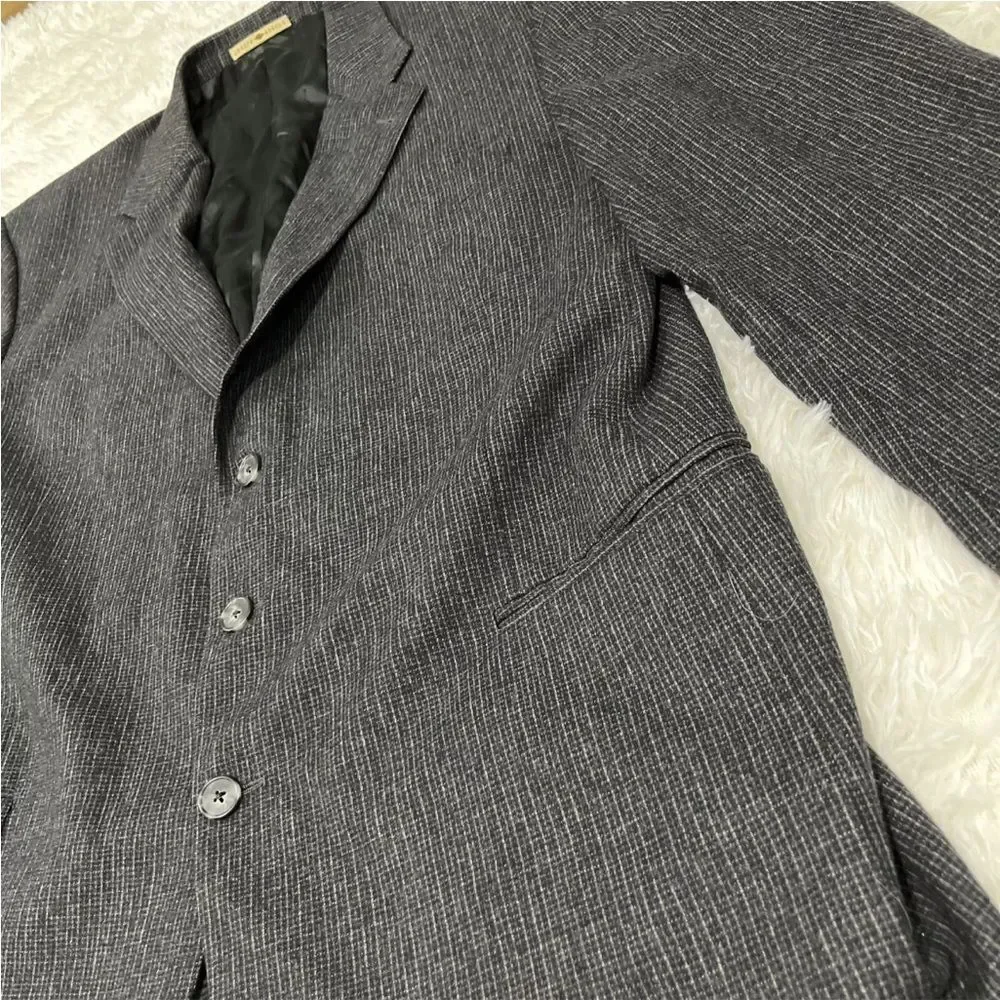 JOSEPH ABBOUD Blazer 44L Black Wool Suit Tattersall Single-Breasted Sport Coat